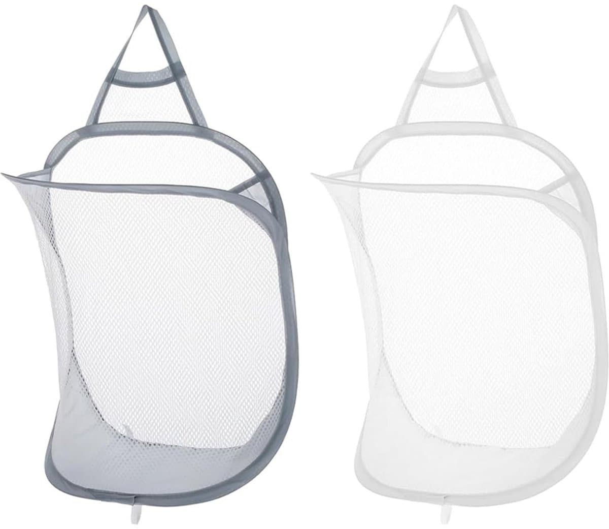 Hangende wasmand - multifunctioneel - set van 2 - grijs en wit - polyester — afbeelding 1