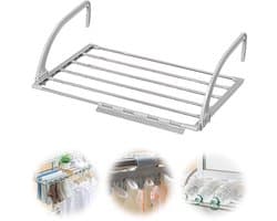 Dailygoods- Wasrek Uittrekbaar - Opvouwbaar Droogrek - Balkonrek - Wanddroogrek - Geschikt voor Binnen/Buiten - Roestvrij Staal 44-76 cm