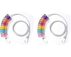 Reis Waslijn - Draagbare Lijn - Kleding Drogen - Met Haken - 2 Sets - Willekeurige Kleuren