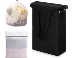 Vouwbare Wasmand met Deksel, 45 Liter, Smal en Hoog, Ideaal voor Badkamer en Slaapkamer, Inclusief 2 Waszakken voor Efficiënt Wassen en Organiseren