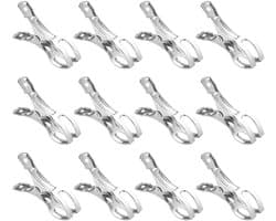 Sterke Wasknijpers - 12 Stuks Grote Wasknijpers van RVS, Winddicht en Geschikt voor Zware Kleding en Wasgoed (11 * 6cm)