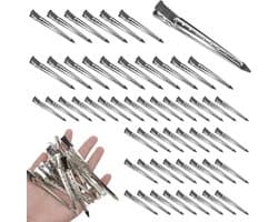 Haarclips Metaal - Pin krulclips - Haarstyling secties - Professioneel krokodillenbek ontwerp - 90 stuks 9 cm - Zilver