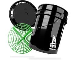 MAGIC BUCKET Car hand wash bundle, laundry bucket with matching bucket lid 5 US GALLONEN approx. 20 liters, with Grit Guard bucket insert dirt strainer | wash set black/green