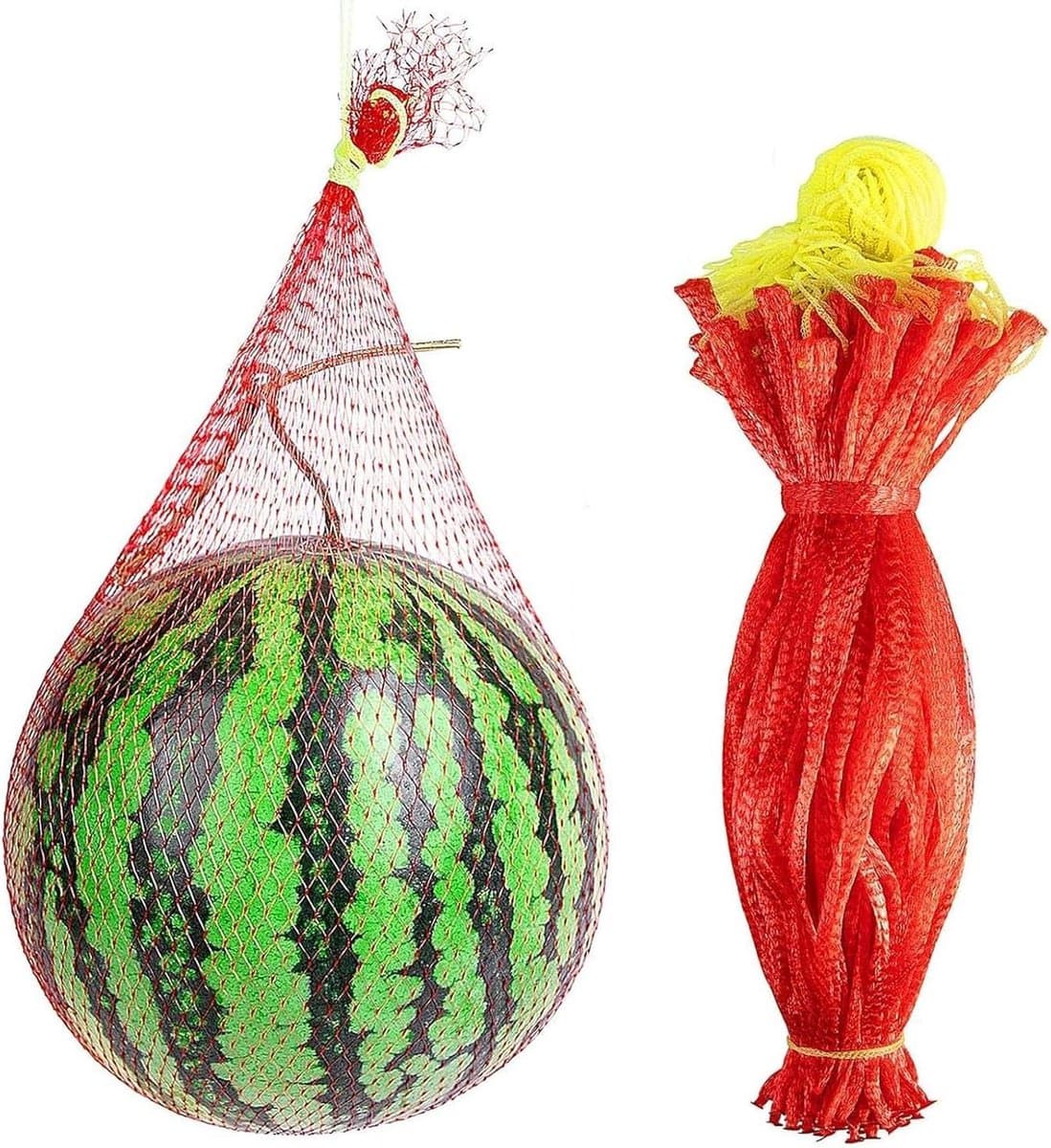 Fruitnetzakken - Watermeloen netten - Fruit beschermen - Met trekkoord - 45 cm - Rood — afbeelding 1