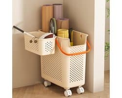Wasmand met wielen - Smalle opberger - Kleding sorteren - Geen montage nodig - 40 x 25.5 x 43.5 cm