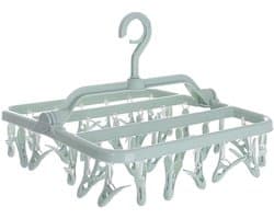 Droogrek met 32 Plastic Wasknijpers, Ideaal voor Kleding, Sokken, Ondergoed en Babykleding