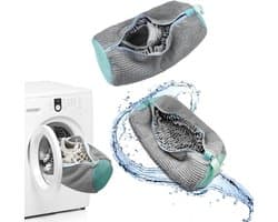 Waszakken voor schoenen - Set van 2 herbruikbare waszakken met rits voor efficiënt reinigen en bescherming van schoenen, grijs
