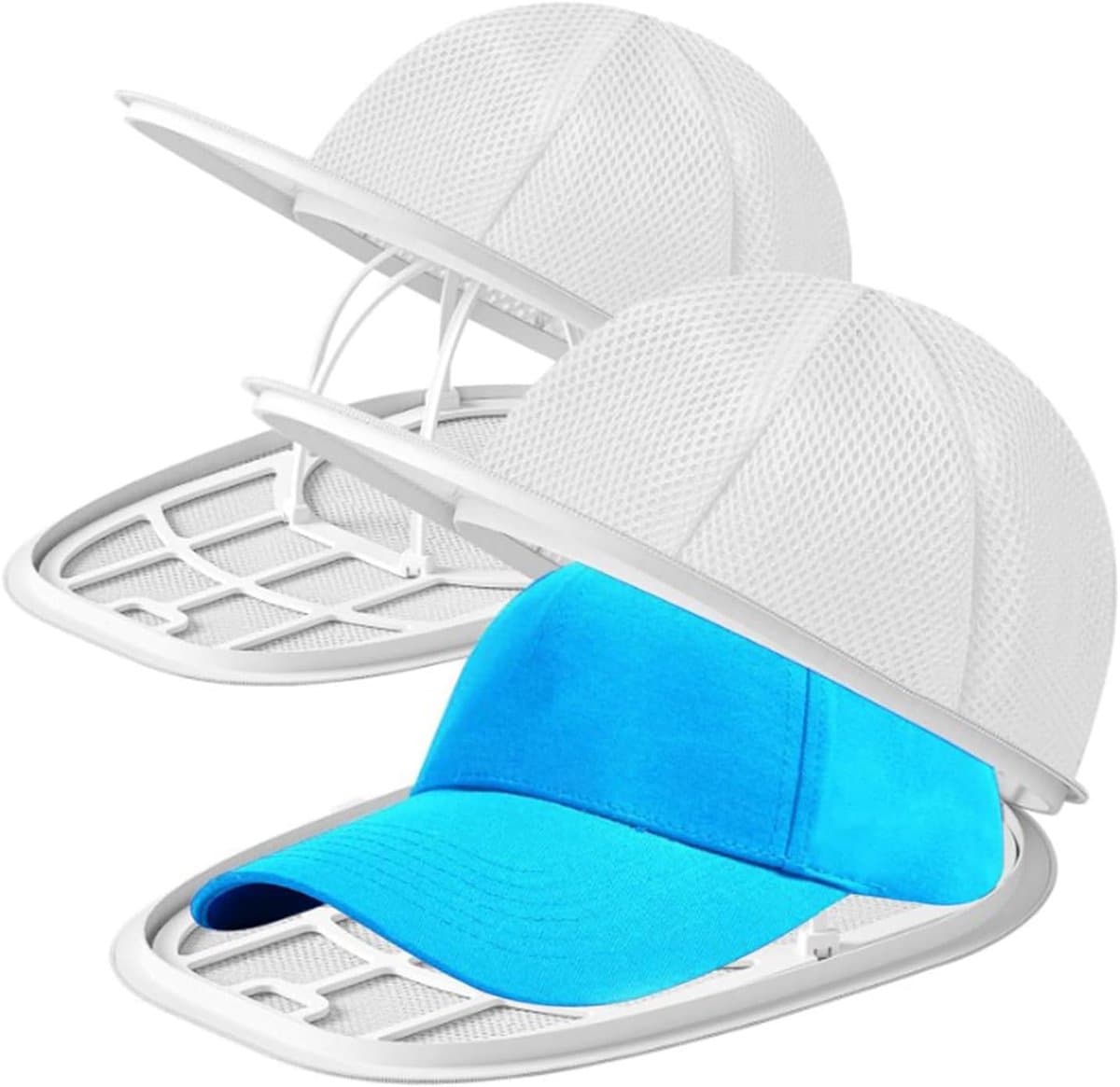 Cap Washer - 2x wit - Waszak voor Petten - met wasframes - Vormbehoud - houder - Pet Wassen - Universeel Maat - Dames en Heren - waszakken voor baseballcaps - 35x23x13cm — afbeelding 1