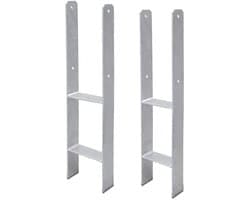 Paalankers 2 stuks - H-anker grondanker - Stevig Fundament - Thermisch Verzinkt Staal - 600mm Lengte 111mm Diep - Zilverkleurig — afbeelding 1