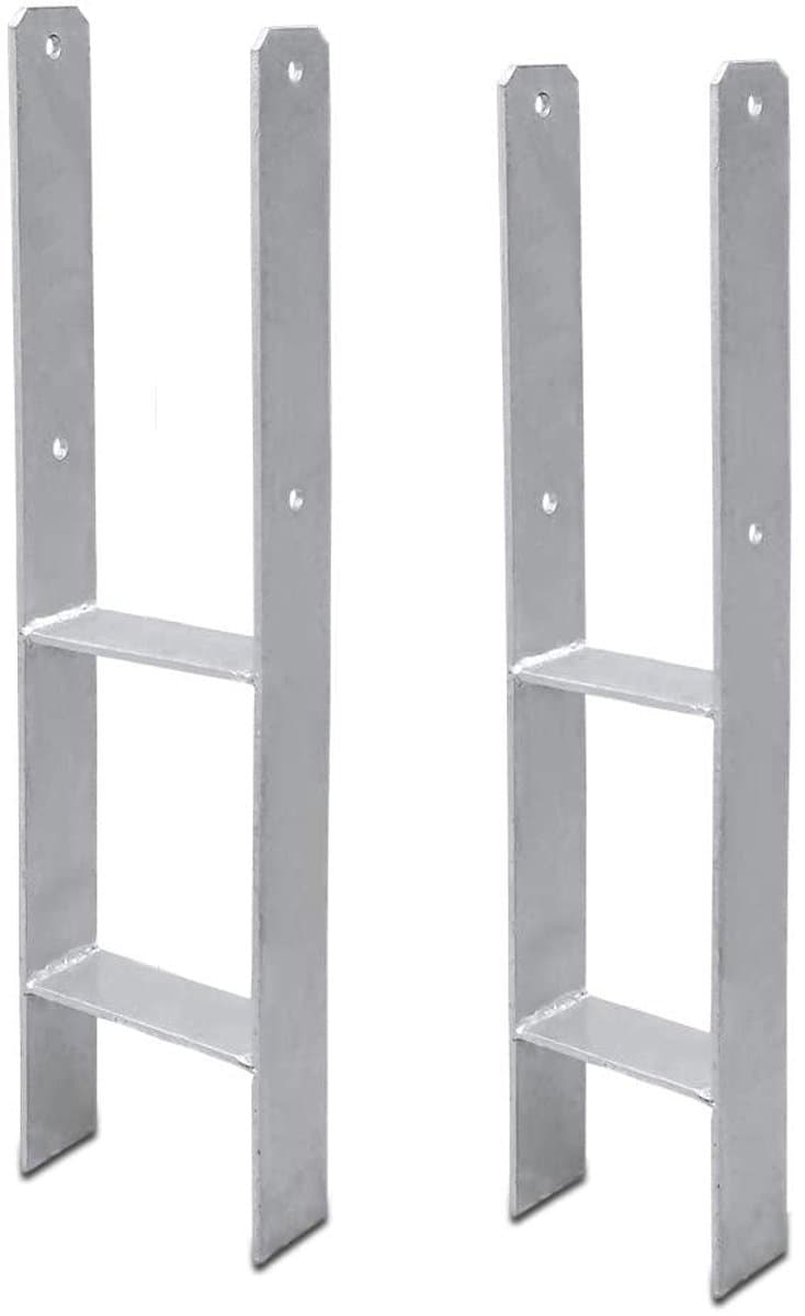 Paalankers 2 stuks - H-anker grondanker - Stevig Fundament - Thermisch Verzinkt Staal - 600mm Lengte 111mm Diep - Zilverkleurig — afbeelding 1