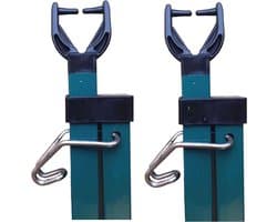 Pair Addiz Prop Square Metal Galvanized Garden Clothesline Outdoor Extendable 2x Poles Cloths Prop Laundry Support Pole Extension Airer