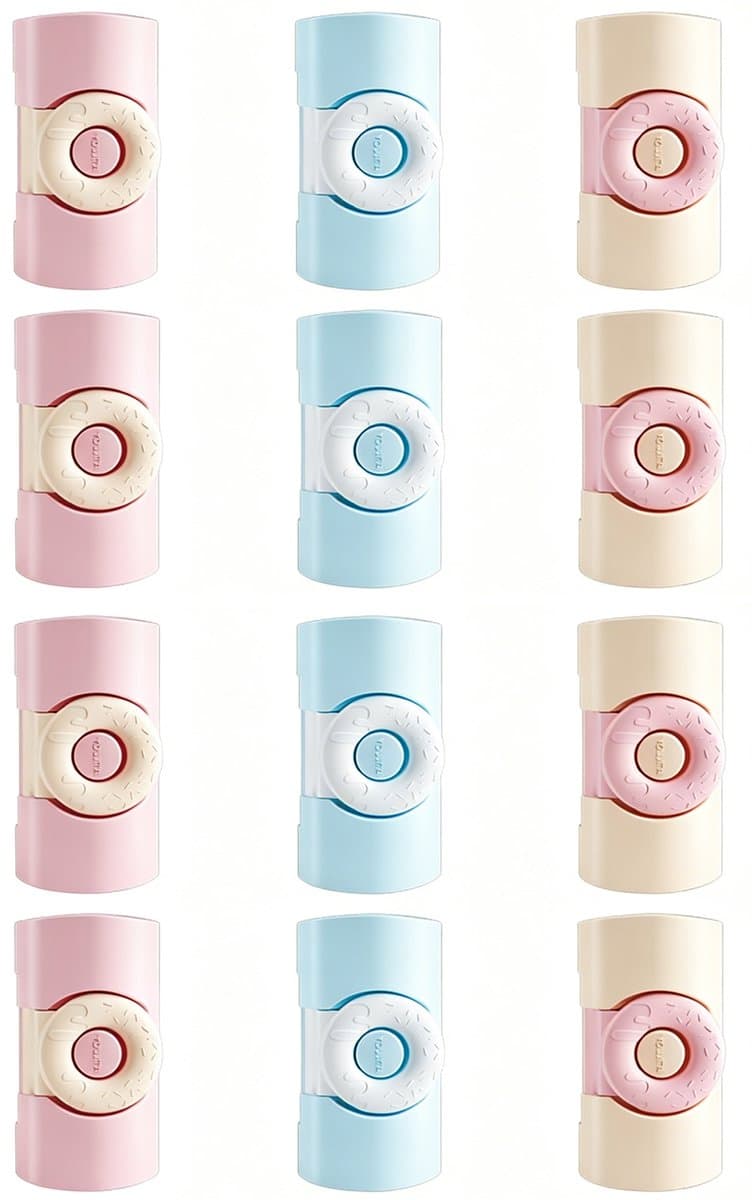 12 Stuks - Stevige Dekbedklemmen - Dekbedovertrekclips - 2,5 × 2,5 × 4,4 cm - Dekbedknijpers - Dekbed Clips - ABS - Voorkomt verschuiven dekbedovertrek - Roze, blauw, wit — afbeelding 1