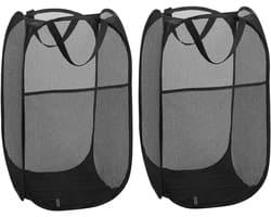 Killogood Vouwbare wasmand netweefsel – 2 stuks zwart 36x36x58 cm groot