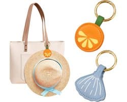 Magnetische hoedenhouder voor op reis, 2 hoedenclips voor tas, strohoedclip, hoedenclip voor handtas, bagage, reisaccessoire (blauwe schelp en oranje schijf), oranje roze