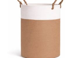Wasmand Spieringstore - Gevlochten Katoen - Opbergmand Speelgoed - Handvatten - 35x50cm - Wit Camel — afbeelding 1
