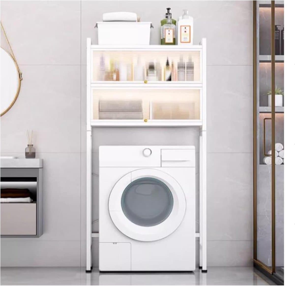 Wasmachine Kast - Opbergrek - Ruimte Nizen - 3 Laags Ontwerp - Verstelbaar - Wit — afbeelding 1