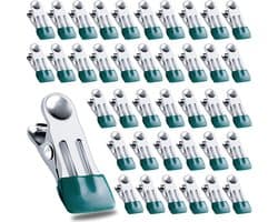 40 stuks clips voor bovengrondse zwembadafdekkingen, roestvrijstalen handdoekklemmen, zwembadklemmen, zware wasknijpers - voor winterafdekkingen, metalen wasknijpers voor strandlakens, wasgoed - donkergroen — afbeelding 1