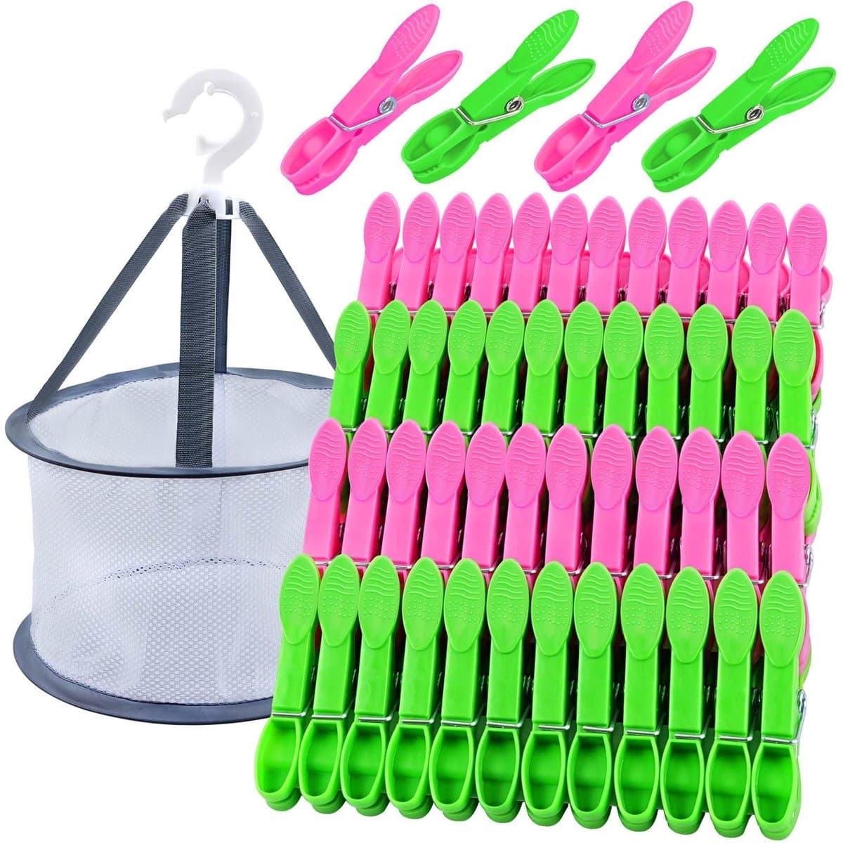 Ibenzoa® Set van 48 kleurrijke wasknijpers met handige opbergzak voor binnen en buiten — afbeelding 1