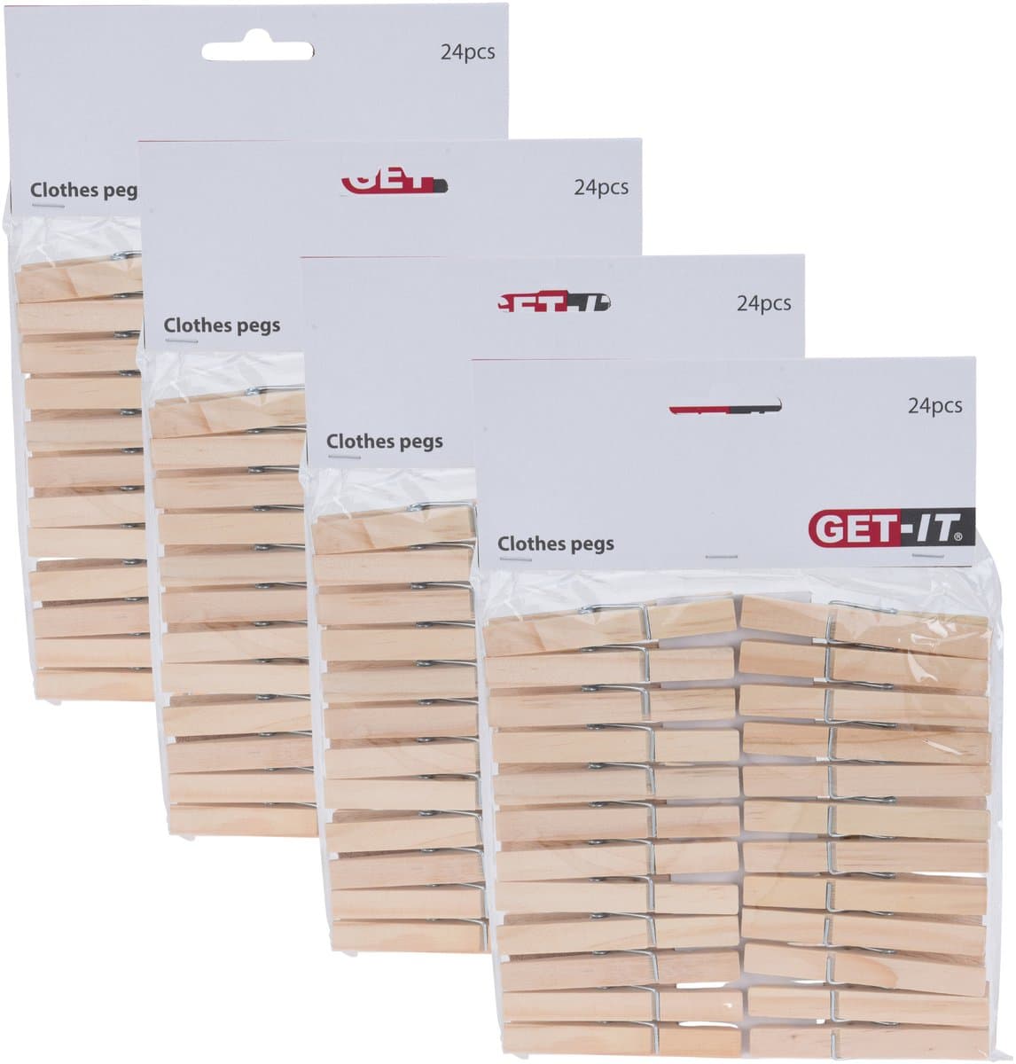 Wasknijpers naturel van hout - 96x stuks - 7,5 cm - Huishouding - De was doen - Was ophangen - wasgoedknijpers — afbeelding 1