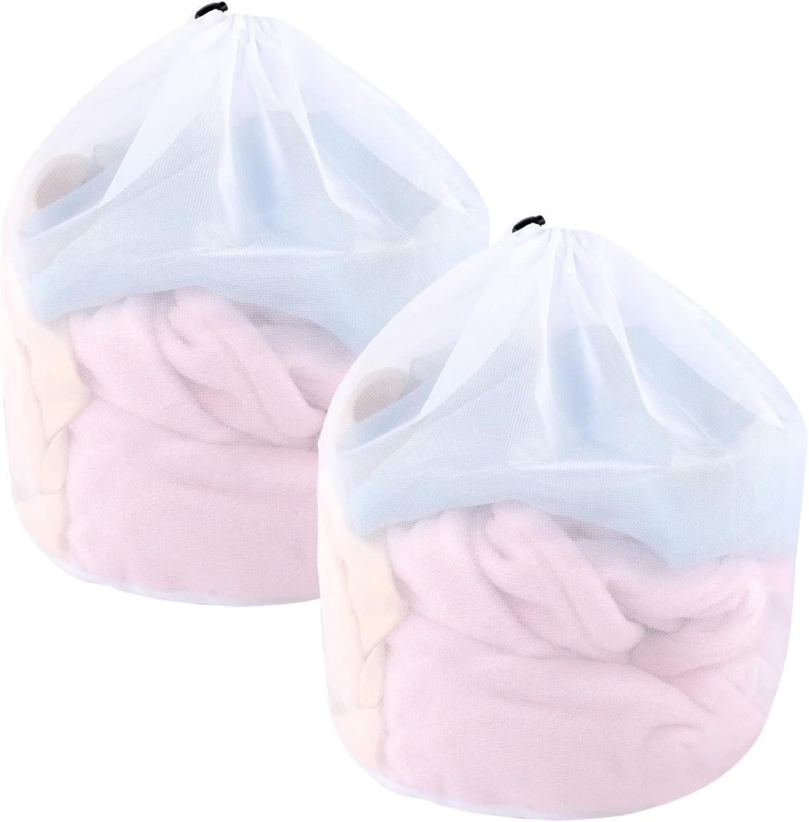 2 stuks wasnet voor wasmachine, 40 x 30 cm, waszak, waszak, wasnet, klein, met koordstopper, herbruikbaar, voor ondergoed, babykleding, sokken — afbeelding 1