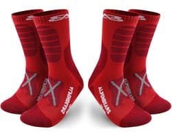 Alpen Bears Merino Wandelsokken – 2 Paar – Professionele Trekkingsokken voor Wandelen – Outdoor Sokken voor Dames, Heren & Kinderen – Warme Merino Wandelsokken – Functionele Sokken – Trekking Sportsokken (Rood, 43-48)