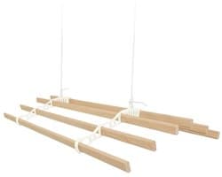 Verschuifbare Plafond Kledingdroger met Katrol 6 Latten 2.4m Ivoor - Ruimtebesparend Design voor Gemakkelijk Drogen