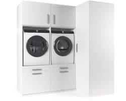 Wasophoogte® Wasmachine Kast Bern - Wasmachine verhoger - Wasmachine ombouw - 700(D)*2030(B)*2110(H) mm - Wit