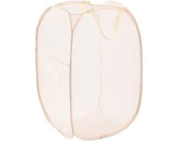 Opvouwbare wasmand - Waszak - Opvouwbare wasmand - Pop-up wasmand met verstevigde handgreep - Geschikt voor zakenreizen - Toerisme en kamperen - Beige - 58*36*36cm