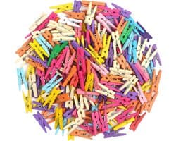 200 Stuks Mini Houten Wasknijpers - Gekleurde Kleine Houtjes voor Fotodagboek, Kaarten en Knutselprojecten