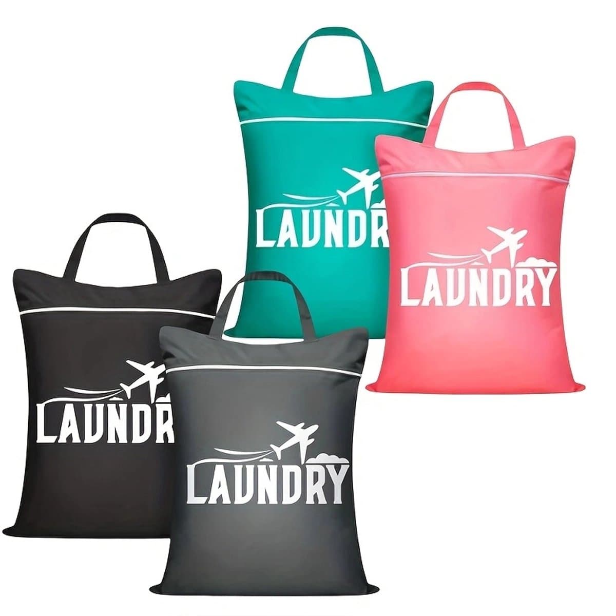 Set van 4 - Grote reiswaszakken - Waterdicht met handvatten - Wasbaar - Geschikt voor op reis - Geschikt voor nat en droog gebruik - Voor zwemkleding, sportkleding, wasgoed, zwembad, studentenkamers, enz. — afbeelding 1