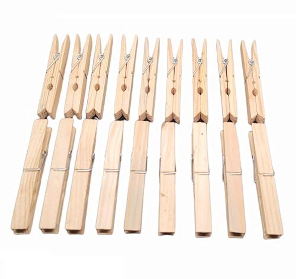Grote 18-delige houten wasknijpers voor kleding en ambachten - 9,5 cm lange veerclips — afbeelding 1