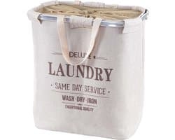 Wasmand MCW-C34, Wasmand met trekkoord Wasmand met trekkoord, 2 compartimenten Handgreep 54x52x32cm 89l ~ beige