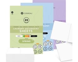 Cosmeau Proefpakket 3x20 Wasmiddeldoekjes - Wasstrips - 60 Wasbeurten - Lentefris Lavendel Zeebries - Wasvellen - Wasmiddel - Detergent Sheets - Wasdoekjes
