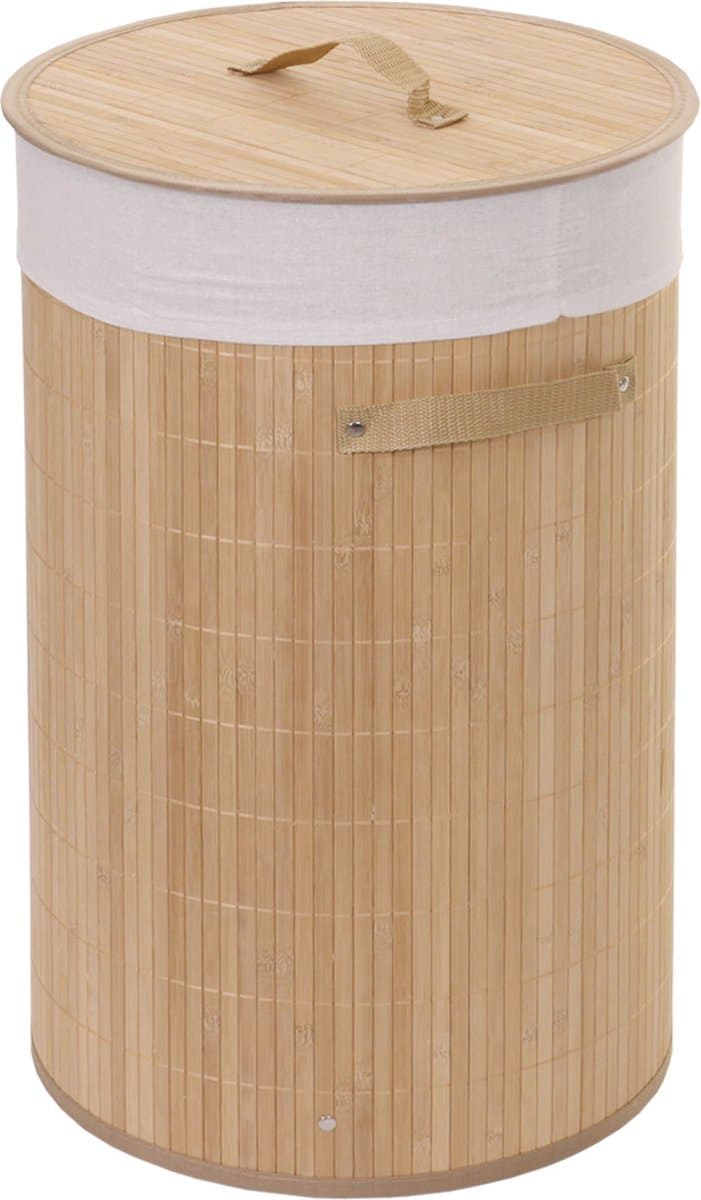 Wasmand MCW-C21, Wasbox Wasbox Wasbox, bamboe rond 59x35cm 50l ~ natuurlijke kleur — afbeelding 1