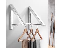 Milano Luxurious inklapbaar droogrek – Wasrek hangend – wasrek inklapbaar – wandmontage kledingrek – stevige kledinghaak inklapbaar – lichtgewicht en ruimtebesparend wasrek – zilver - 40.5x33x31 cm