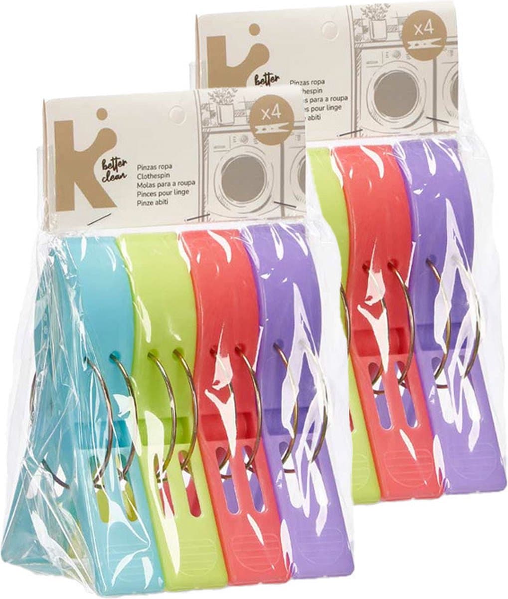 Arte R Handdoekknijpers XL - 8x - kleurenmix - kunststof - 10 cm - wasknijpers — afbeelding 1