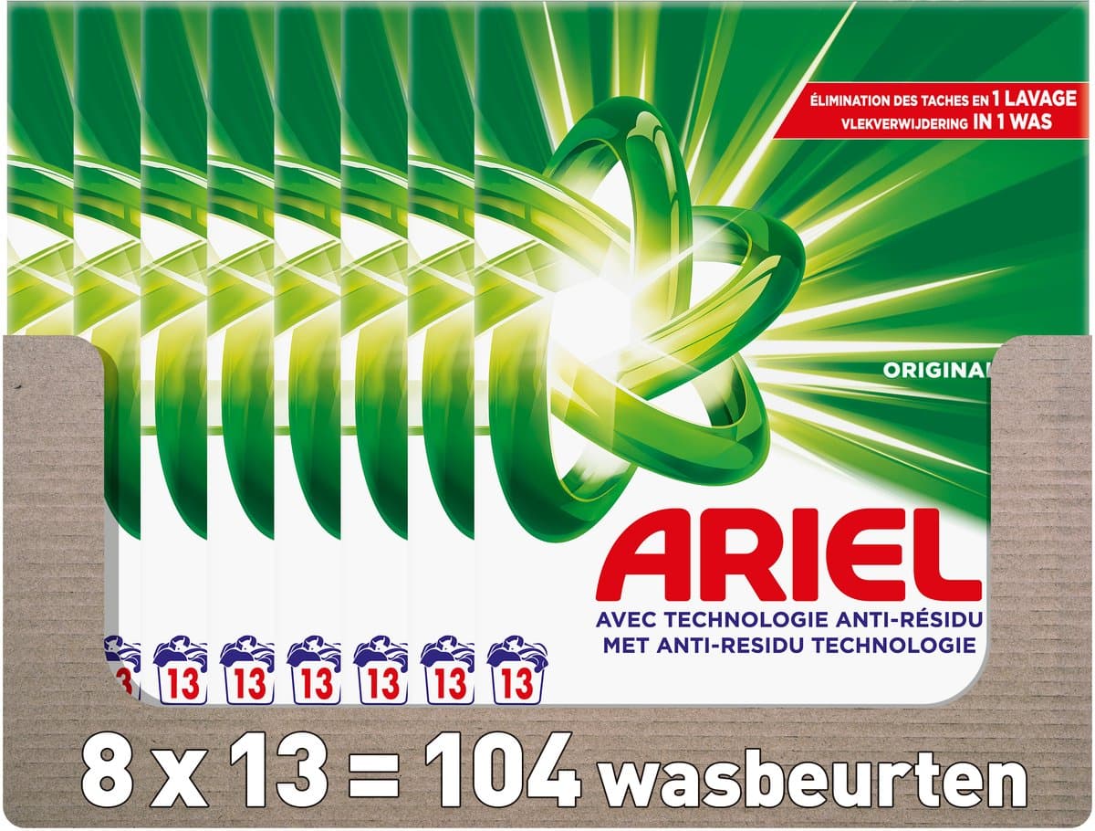 Ariel Snel Oplosbaar Waspoeder Original - 8 x 13 Wasbeurten - 8 x 715 gram — afbeelding 1