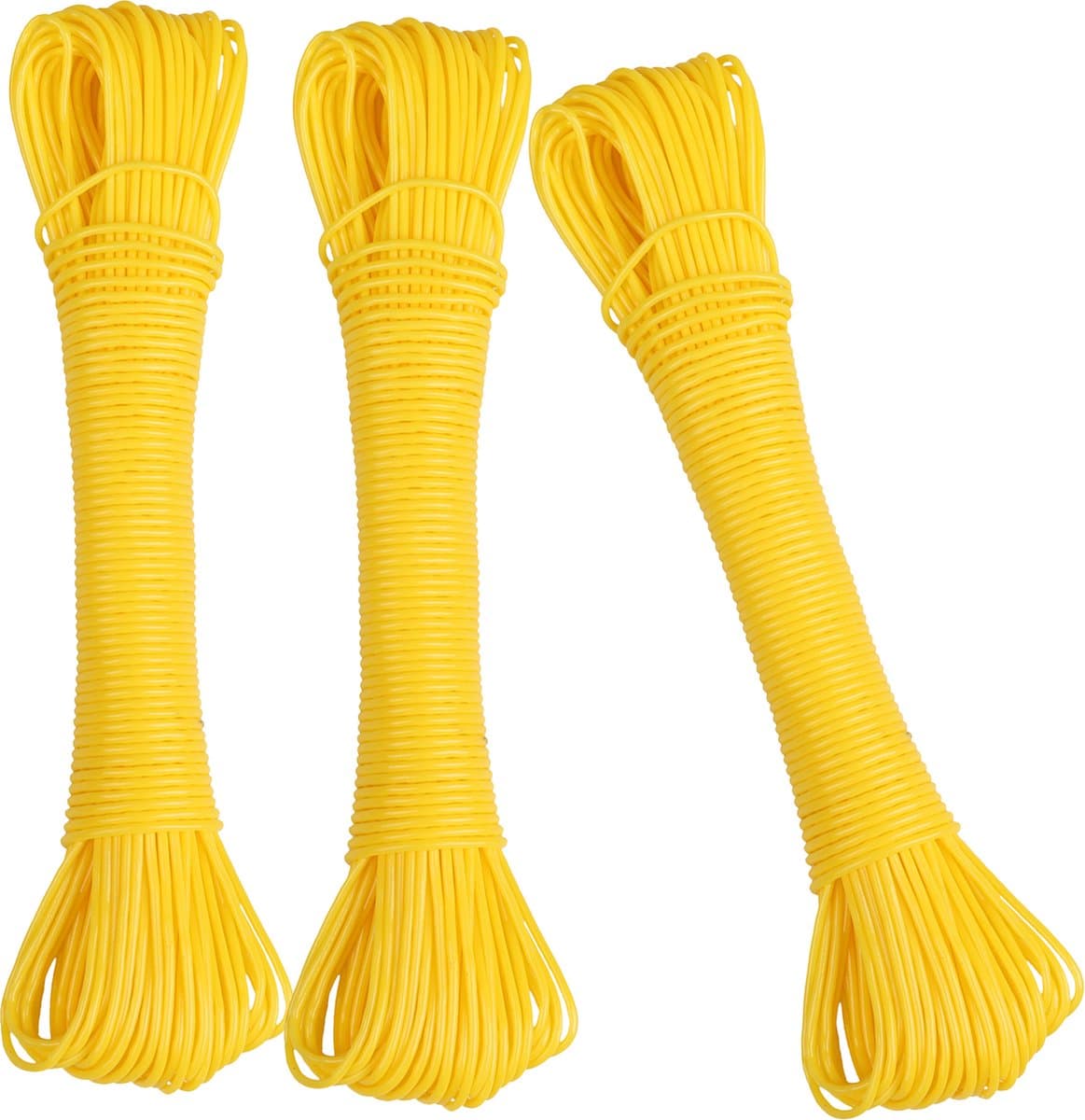 Urban Living Waslijn - 3x - 20 meter - PVC - geel - drooglijn / waslijndraad - wasgoed ophangen — afbeelding 1