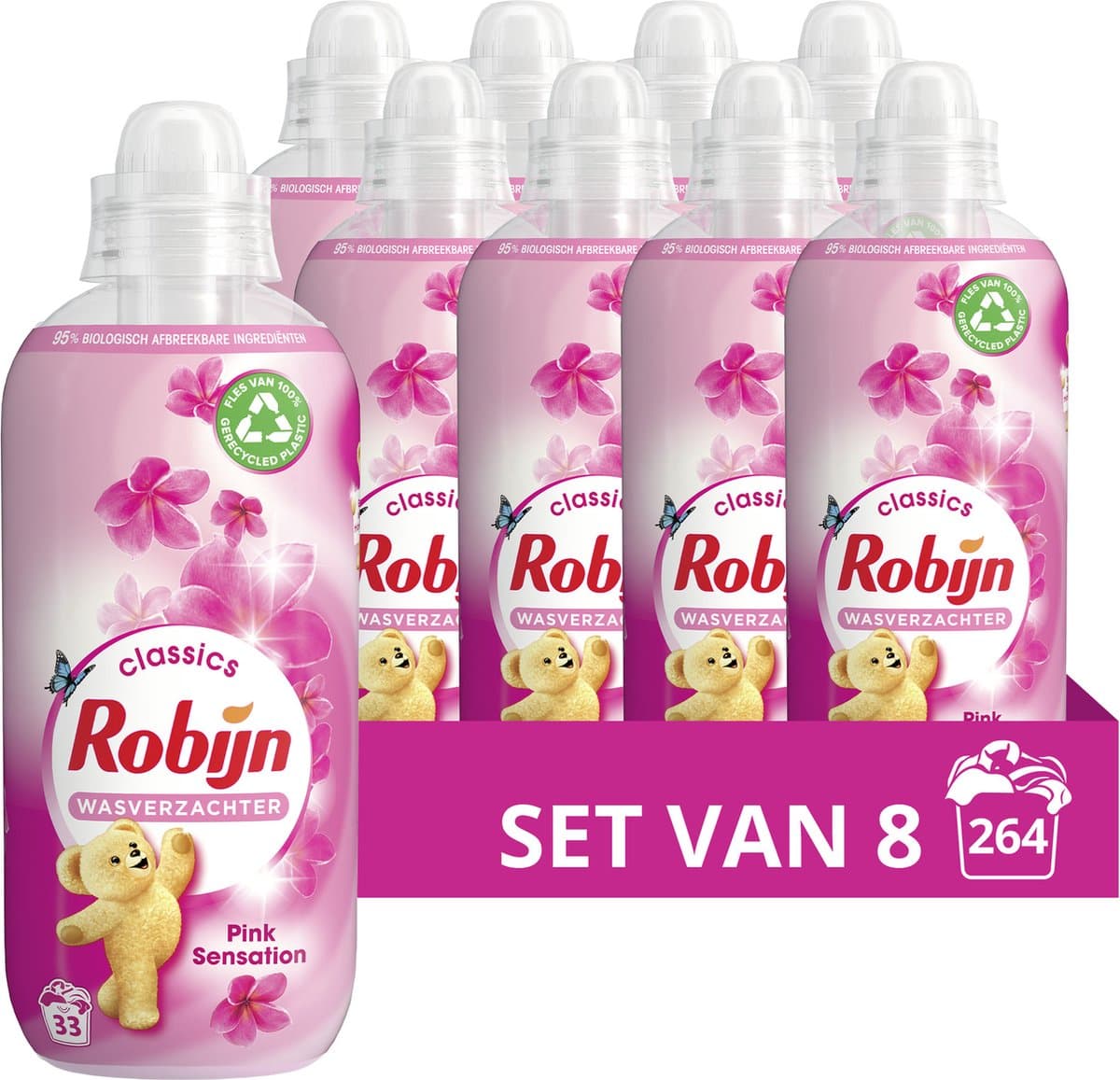 Robijn Classics Pink Sensation Wasverzachter - 8 x 33 wasbeurten - Voordeelverpakking — afbeelding 1