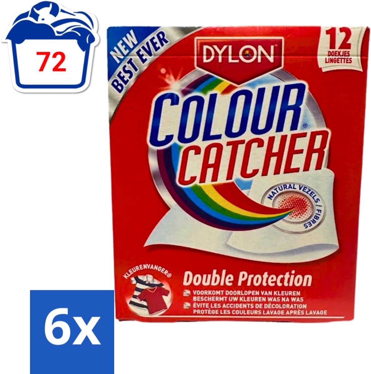 Dylon - Colour Catcher - Voorkomt doorloop van Kleuren - 12 Doekjes - Voordeelverpakking - 6 stuks — afbeelding 1