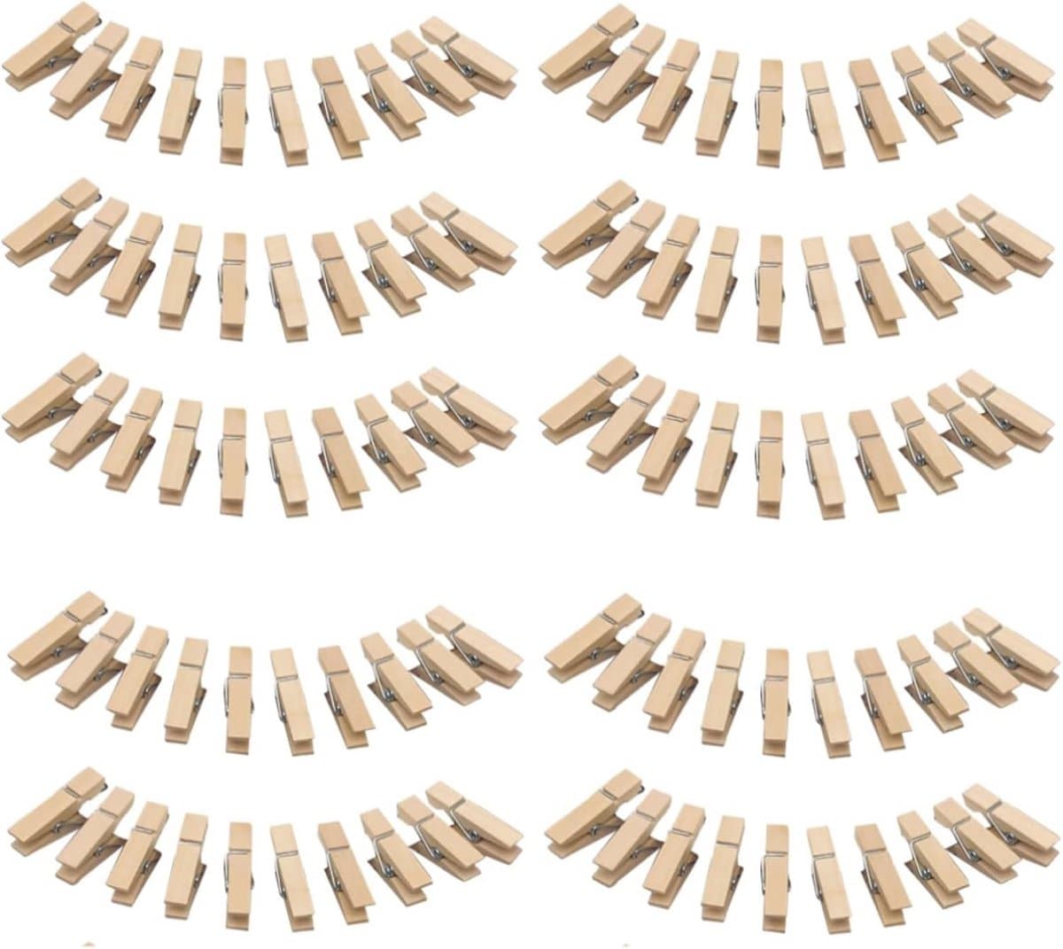 Mini Houten Klemmen - Decoratieve Wasknijpers voor Foto's en Ansichtkaarten (100 Stuks) — afbeelding 1