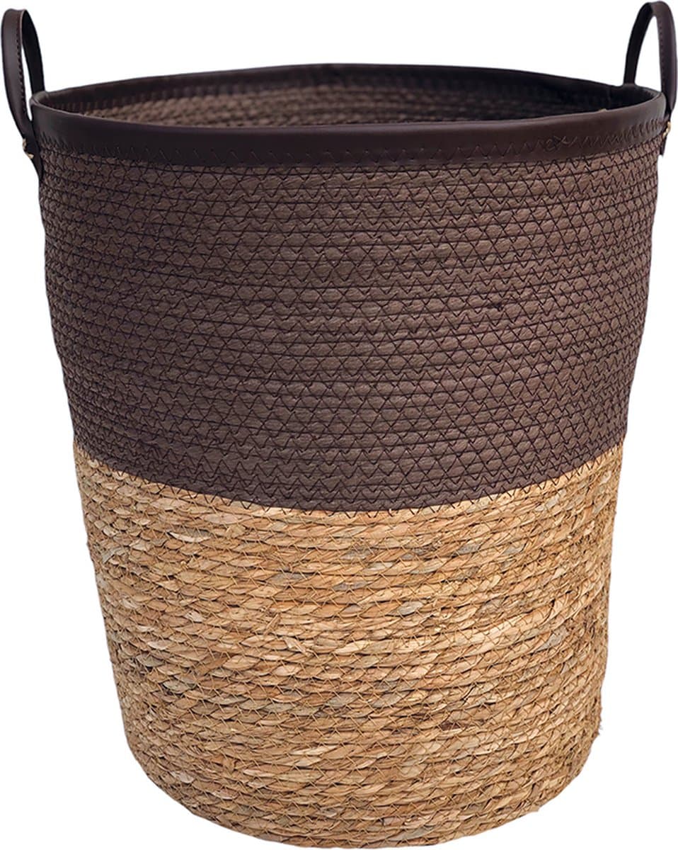 Lavandoux - Wasmand - Zeegras - Naturel en Bruin - S: Ø36 x H40 cm — afbeelding 1