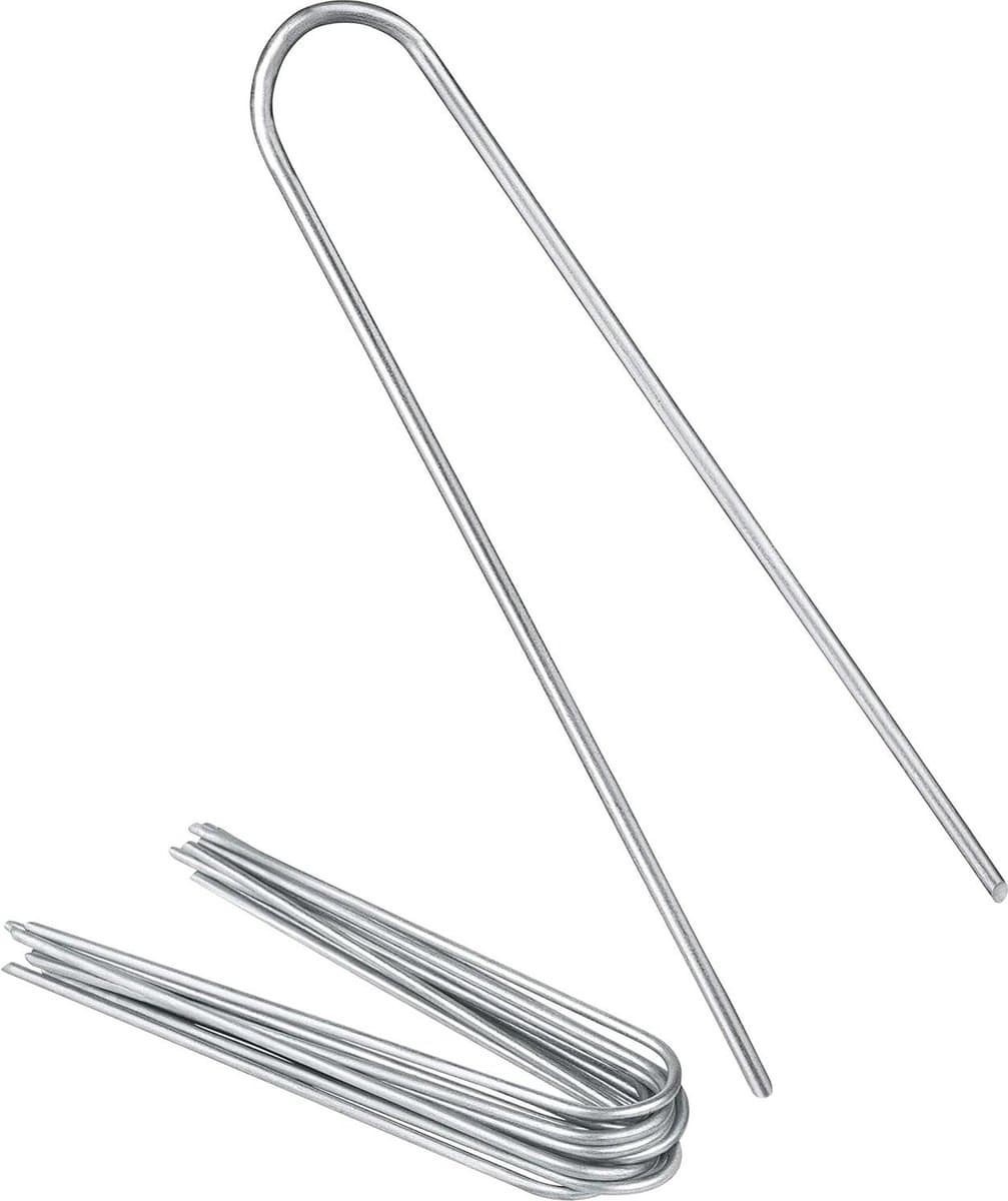 Anti-ROST grondanker met ronde kop voor onkruidvlies - gegalvaniseerd staal - tuinvlies - schutting & net - camping - 100 stuks 150x25x29 mm — afbeelding 1