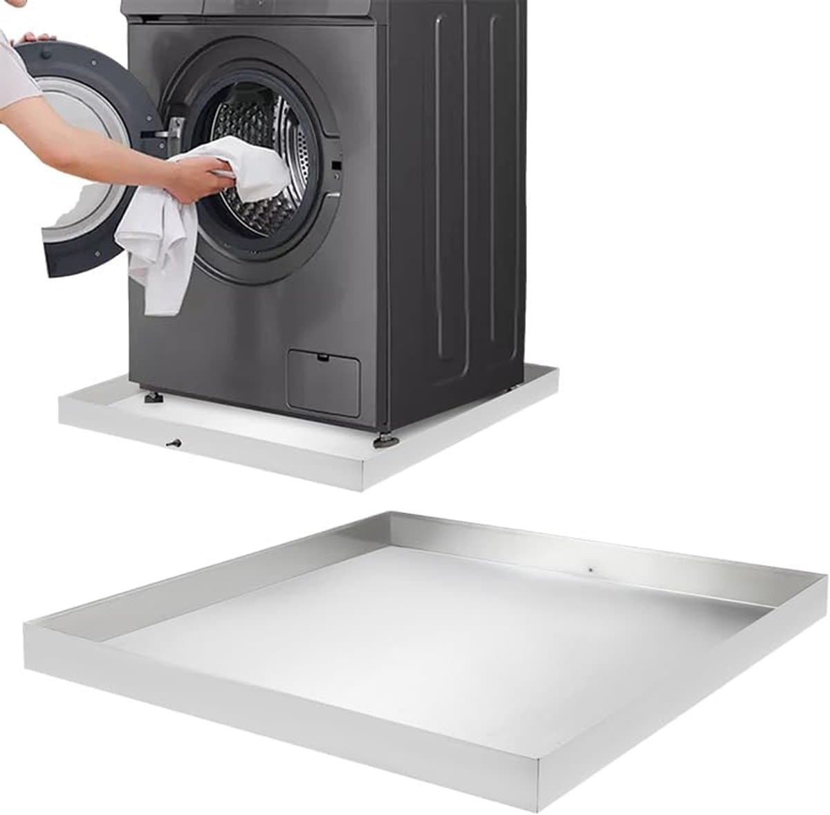 Wasmachine 81 x 76 x 6,3 cm opvangbak bodembak vaatwasbak roestvrijstalen waterbak voor wasmachines, drogers, vaatwassers, koelkasten — afbeelding 1