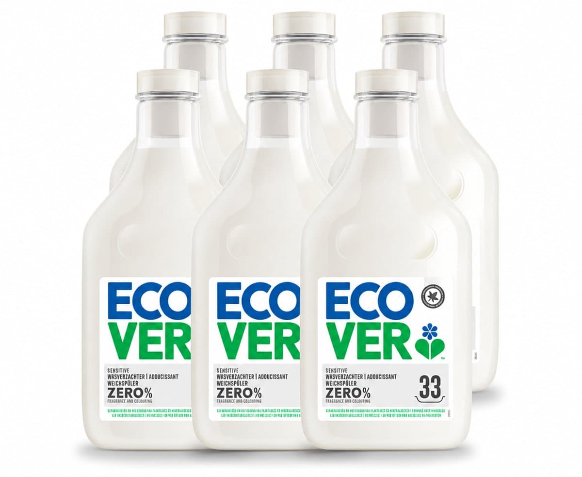 6 x Ecover - Wasverzachter Zero - Zonder geurstoffen - 1 liter - 33 wasbeurten - Voordeelverpakking - 6 stuks — afbeelding 1