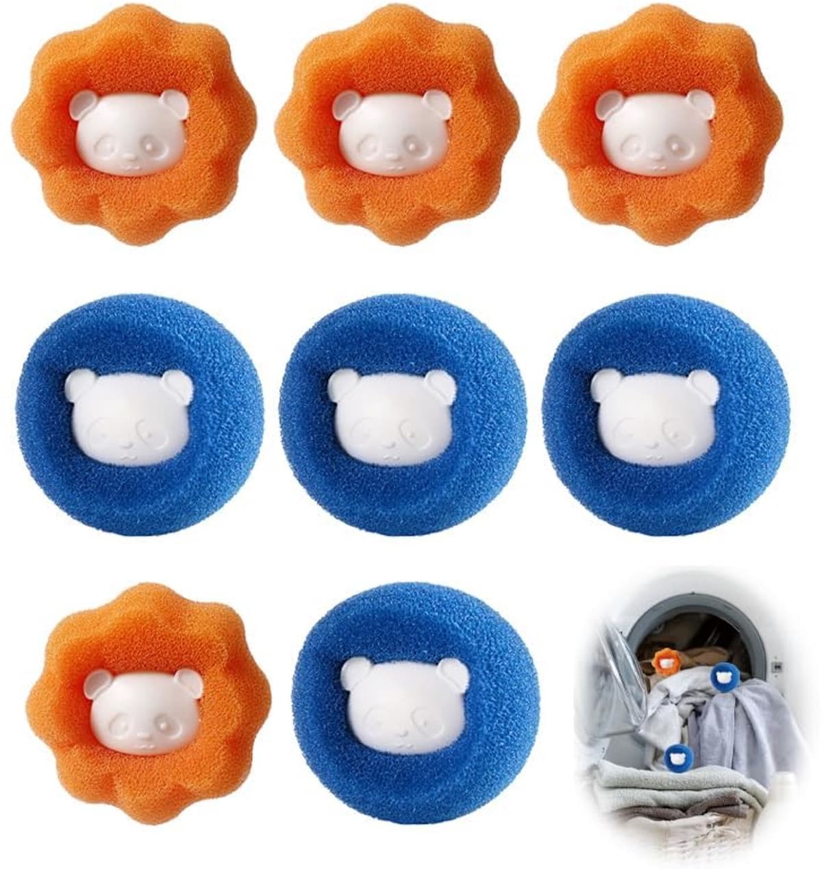Set van 8 Anti-Haar Ballen voor de Wasmachine — afbeelding 1