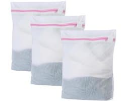 Dailygoods- Waszak Driedelige Set - Waszakken met Rits - Mini Waszak 25 x 30 cm - Ondergoed/Sokken/Baby Kleding - Fijnmazig Net - Wasnet