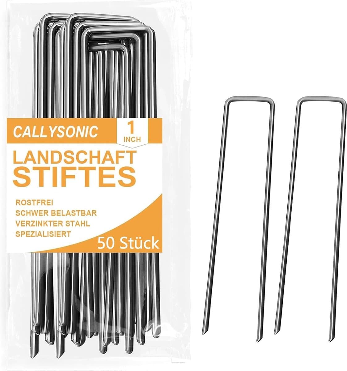 SnelShoppen - Pack van 50 grondankers/peggen, roestvrij, grondankers voor tuinvlies, onkruidvlies, schutting & tent, 150/200 mm x 40 mm x 2,5 mm, stev — afbeelding 1