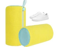 SnelShoppen - Set van 2 Schoenwaszakken 360° Reiniging, Schokabsorberend en Geluiddempend, Herbruikbare Waszak voor Wasmachine, Geel