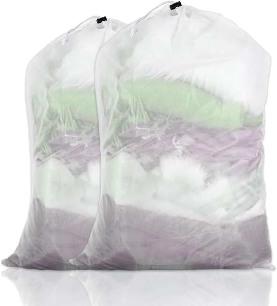 Waszakken, 60 x 90 cm, wasnet voor wasmachine met trekkoord, grote waszak voor ondergoed en sokken — afbeelding 1